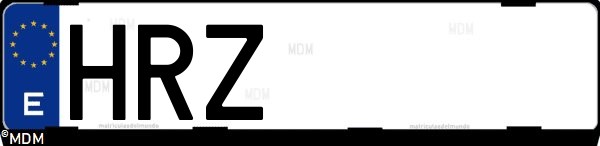Matrícula española HRZ, correspondiente al año 2013