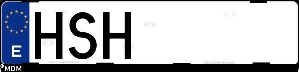 Matrícula española HSH, correspondiente al año 2013