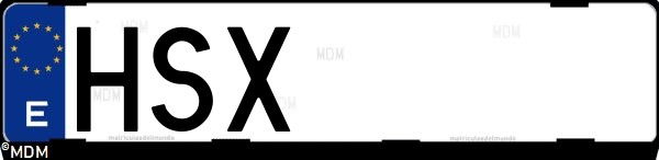 Matrícula española HSX, correspondiente al año 2013