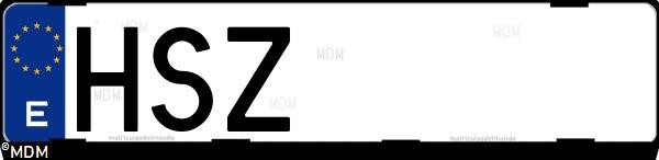 Matrícula española HSZ, correspondiente al año 2013