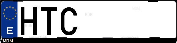 Matrícula española HTC, correspondiente al año 2013