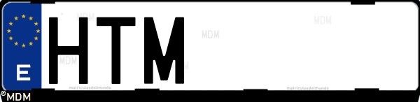 Matrícula española HTM, correspondiente al año 2013