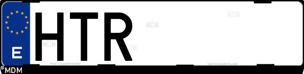 Matrícula española HTR, correspondiente al año 2013