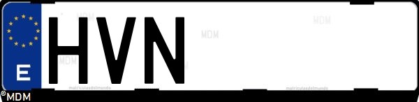 Matrícula española HVN, correspondiente al año 2014