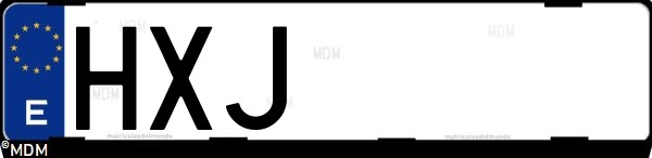 Matrícula española HXJ, correspondiente al año 2014