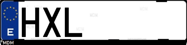 Matrícula española HXL, correspondiente al año 2014