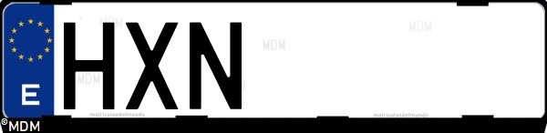 Matrícula española HXN, correspondiente al año 2014