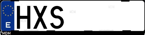 Matrícula española HXS, correspondiente al año 2014