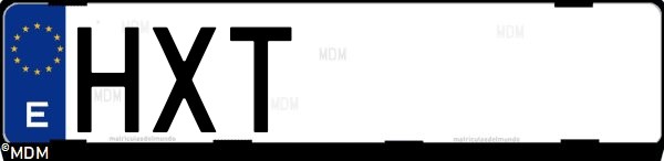 Matrícula española HXT, correspondiente al año 2014