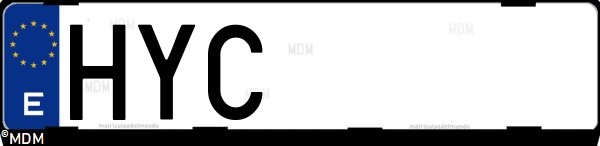 Matrícula española HYC, correspondiente al año 2014