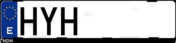 Matrícula española HYH, correspondiente al año 2014