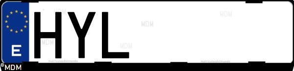 Matrícula española HYL, correspondiente al año 2014