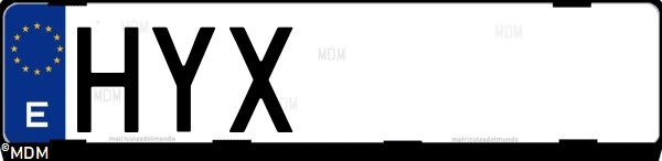 Matrícula española HYX, correspondiente al año 2014