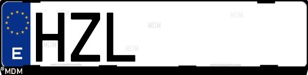 Matrícula española HZL, correspondiente al año 2014