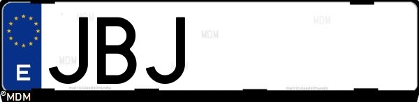 Matrícula española JBJ, correspondiente al año 2014