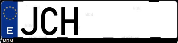 Matrícula española JCH, correspondiente al año 2015