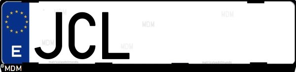 Matrícula española JCL, correspondiente al año 2015