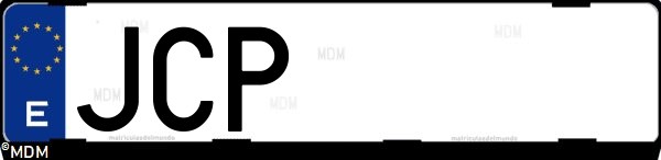 Matrícula española JCP, correspondiente al año 2015