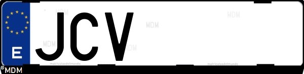 Matrícula española JCV, correspondiente al año 2015