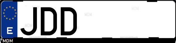 Matrícula española JDD, correspondiente al año 2015