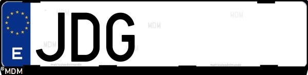 Matrícula española JDG, correspondiente al año 2015
