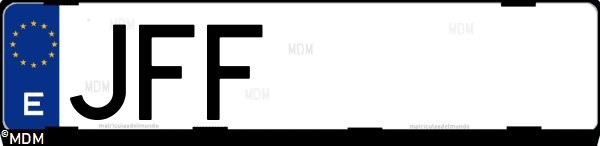 Matrícula española JFF, correspondiente al año 2015