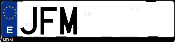 Matrícula española JFM, correspondiente al año 2015