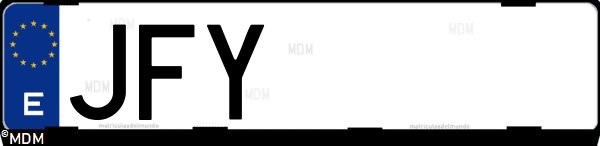 Matrícula española JFY, correspondiente al año 2015