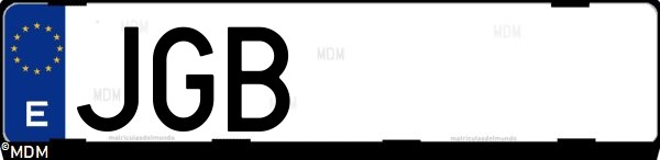 Matrícula española JGB, correspondiente al año 2015
