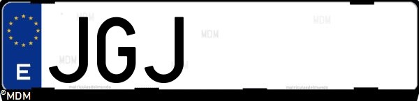 Matrícula española JGJ, correspondiente al año 2015