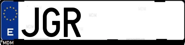 Matrícula española JGR, correspondiente al año 2015