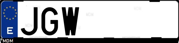 Matrícula española JGW, correspondiente al año 2015