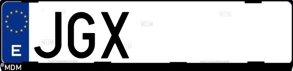Matrícula española JGX, correspondiente al año 2015