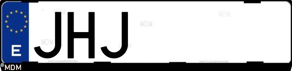 Matrícula española JHJ, correspondiente al año 2015