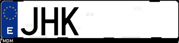 Matrícula española JHK, correspondiente al año 2015