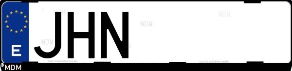 Matrícula española JHN, correspondiente al año 2015