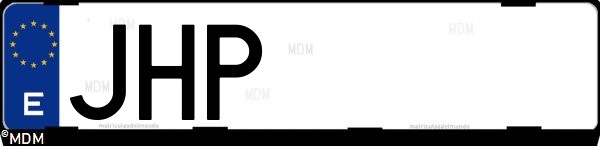 Matrícula española JHP, correspondiente al año 2015