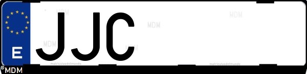 Matrícula española JJC, correspondiente al año 2015