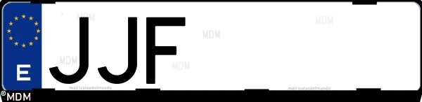 Matrícula española JJF, correspondiente al año 2015