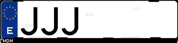Matrícula española JJJ, correspondiente al año 2015