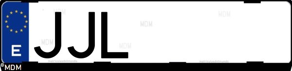 Matrícula española JJL, correspondiente al año 2015