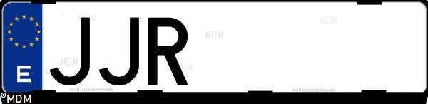 Matrícula española JJR, correspondiente al año 2015