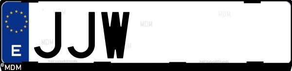 Matrícula española JJW, correspondiente al año 2015