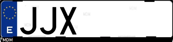 Matrícula española JJX, correspondiente al año 2015