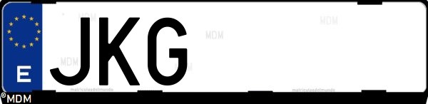 Matrícula española JKG, correspondiente al año 2015