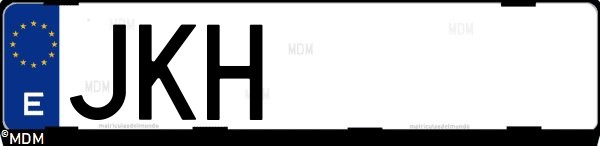 Matrícula española JKH, correspondiente al año 2015