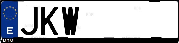 Matrícula española JKW, correspondiente al año 2015