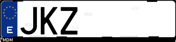 Matrícula española JKZ, correspondiente al año 2015