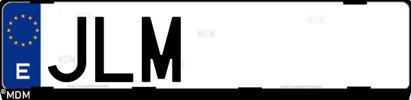 Matrícula española JLM, correspondiente al año 2016