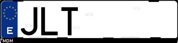 Matrícula española JLT, correspondiente al año 2016